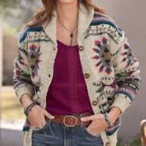 Lost Horizons Sundance Sunburst Grandma Core Pattern Cardigan Sweater size S New